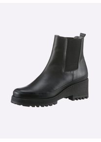 Heine Damen Stiefelette, Gr. 37, schwarz, Leder, Rindsleder, Glattleder, modisch, Schuhe