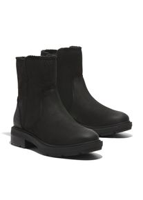 Timberland Damen Winterstiefelette "BRIMFIELD MID WARM LINED BOOT", Gr. 41,5, schwarz, Leder, sportlich, Schuhe, Winterstiefel, Winderboots,