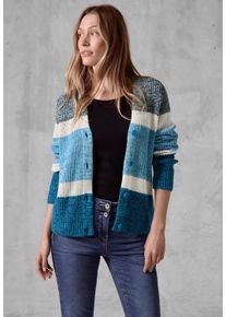 Cecil Damen Cardigan, blau, casual, Gr. XXL, gestreift, Web, 62% Baumwolle, 28% Polyacryl, 10% Nylon, Strickjacken, mit V-Ausschnitt