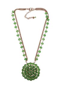 Damen Kette mit Anhänger "Raja", grün, Basic, Collezione Alessandro, Glas, Halsketten, zweireihige Kette mit rundem Anhänger