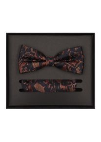 Venti Herren Fliege "Venti Set aus Fliege und Einstecktuch gemustert", orange, 100% Seide, Fliegen