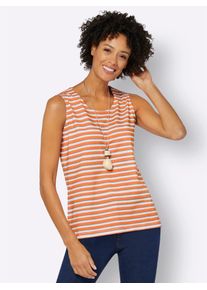 Casual Looks Damen Shirttop, weiß, Gr. 38, gemustert, mehrfarbig, gestreift, 100% Baumwolle, Tops