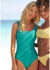 Vivance Damen Badeanzug "Valeria", blau, Gr. S, unifarben, Strukturmuster, Polyester, Badeanzüge, klassischer Schnitt, runder Rückenausschnitt