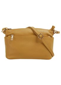 CLUTY Damen Umhängetasche, gelb, Leder, unifarben, Taschen, echt Leder, Made in Italy