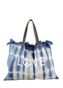 Damen Schultertasche "Love", Collezione Alessandro, blau, Baumwolle, Taschen, aus griffigem Jeansstoff