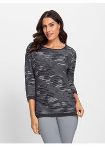Damen Rundhalspullover "Pullover", schwarz, Gr. 36, gemustert, mehrfarbig, 50% Baumwolle, 50% Polyacryl, Pullover