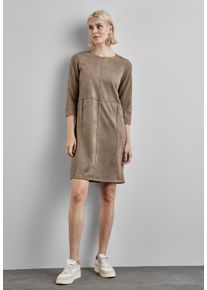 Street One Damen Shirtkleid, braun, casual, Gr. 46, unifarben, Stoff, 90% Polyester, 10% Elasthan, Kleider, mit Rundhalsausschnitt