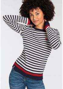 Kangaroos Damen Streifenpullover, blau, casual, Gr. 36, geringelt, gestreift, bedruckt, kontrastfarbene Details, Feinstrick, Obermaterial: 50%