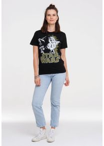 logoshirt Damen T-Shirt "Star Wars - Yoda", schwarz, casual, Gr. M, unifarben, 100% Baumwolle, Shirts, mit lizenziertem Print