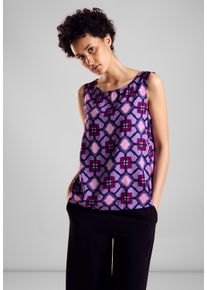 Street One Damen Blusentop, lila, casual, Gr. 46, bedruckt, Stoff, 100% Viskose, Blusen, aus softer Viskose