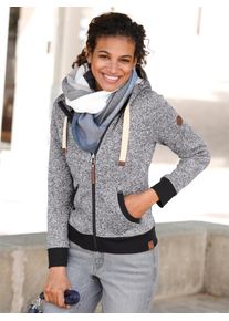 Casual Looks Damen Strickfleecejacke, grau, Gr. 48, meliert, 100% Polyester, Kapuzenfutter:100% Polyester, Jacken