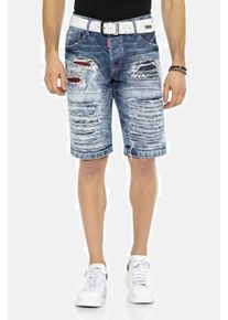 Cipo & Baxx CIPO & BAXX Herren Jeansbermudas "Bermuda & Short", blau, casual, Gr. 44, unifarben, 100% Baumwolle, Jeans, mit Reißverschluss, CK219
