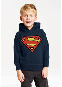 logoshirt Herren Kapuzensweatshirt "DC - Superman Logo Clean", blau, casual, Gr. 140, unifarben, 80% Baumwolle, 20% Polyester, Sweatshirts, mit