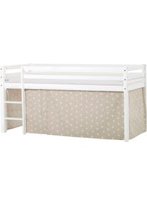 Hochbett Hoppekids, B:101cm H:105cm L:208cm, beige, Kinderbett: 100% Massivholz: Nordische Kiefer, Vorhang: 100% Baumwolle, Jugendzimmer, Hochbetten,