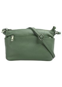 CLUTY Damen Umhängetasche, grün, Leder, unifarben, Taschen, echt Leder, Made in Italy