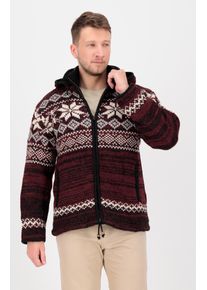 DEPROC Active Herren Strickfleecejacke "LHOTSE MEN", rot, casual, Gr. XL, Obermaterial: 100% Wolle; Futter: 100% Polyester, Jacken, mit Kapuze und