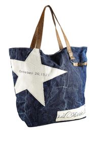 Damen Schultertasche "Jeans Stern", Collezione Alessandro, blau, Baumwolle, Taschen, aus Jeansstoff mit Leder Henkel