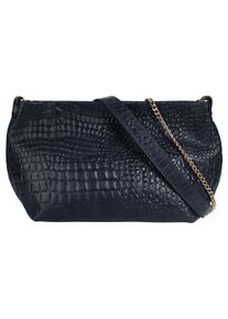 Samantha Look Damen Umhängetasche, blau, Leder, Reptilienprägung, Taschen, echt Leder, Made in Italy