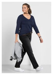 sheego Damen Stretch-Jeans "Große Größen", schwarz, casual, Gr. 80, unifarben, Obermaterial: 98% Baumwolle, 2% Elasthan, Jeans, »Die Gerade« mit