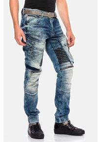 Cipo & Baxx CIPO & BAXX Herren Cargojeans "Jeans", blau, Basic, Gr. 33, unifarben, 98% Baumwolle;2% Elasthan, Jeans, im Used-Look, CD-523