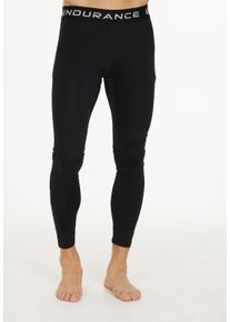 Endurance Herren Lauftights "Power", schwarz, sportlich, Gr. L, unifarben, 90% Polyester, 10% Elasthan, Hosen, mit stylischem Logo-Hüftbund