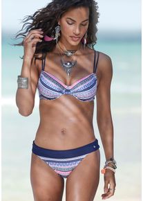 s.Oliver Damen Bikini-Hose "Barcelona", bunt, Gr. 34, Ethnomuster, kontrastfarbene Details, Polyamid, Badehosen, mit Umschlagbund in Kontrastfarbe