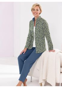feel good Damen Hausanzug, Gr. 18, blau, 75% Polyester, 20% Viskose, 5% Elasthan, Hose:95% Baumwolle, 5% Elasthan, Homewear-Sets