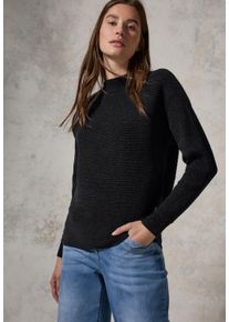 Cecil Damen Stehkragenpullover, grau, casual, Gr. M, unifarben, Stoff, 68% Polyester, 32% Baumwolle, Pullover, mit Turtleneck