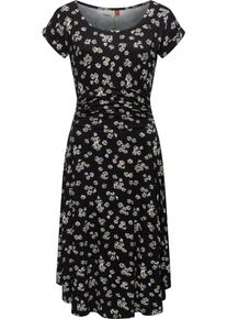 Ragwear Damen Sommerkleid "Ivone", schwarz, casual, Gr. XL, 95% Viskose, 5% Elasthan, Kleider, leichtes Jersey-Kleid mit stylischer Raffung
