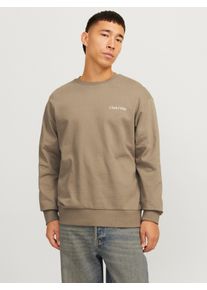 Jack & Jones JACK & JONES Herren Sweatshirt "JJEBRADLEY GRAPHIC SWEAT CREW NOOS", braun, modisch, Gr. M, bedruckt, angeraute Sweatware, Obermaterial: 100%