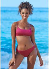 Vivance Damen Bustier-Bikini-Top "Valeria", rot, Gr. S, unifarben, Strukturmuster, Polyester, Bikini-Oberteile, herausnehmbare Softcups, verstellbare