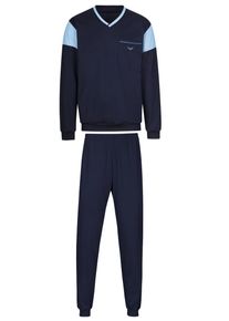 TRIGEMA Herren Schlafanzug "TRIGEMA Schlafanzug in modischem Design", Gr. S, blau, 100% Baumwolle, Basic, Homewear-Sets