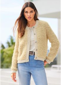 Heine Damen Strickjacke, beige, Gr. 50, unifarben, 54% Polyacryl, 18% Polyester, 10% Viskose, 10% Polyamid, 8% Wolle, Strickjacken