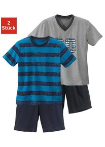 Kinder Pyjama, AUTHENTIC LE JOGGER, Gr. 98, blau, Jersey, Obermaterial: 100% Baumwolle, gestreift, bedruckt, Basic, Homewear-Sets, mit lässigem Druck