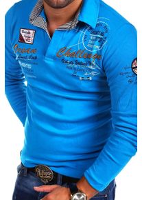 behype Herren Poloshirt "CHALLENGE L/S", blau, casual, Gr. M, unifarben, 100% Baumwolle, Shirts, mit langen Ärmeln