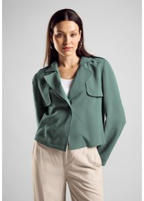 Street One Damen Kurzjacke, grün, casual, Gr. 42, unifarben, Stoff, 93% Viskose, 7% Polyester, Jacken, mit Reverskragen