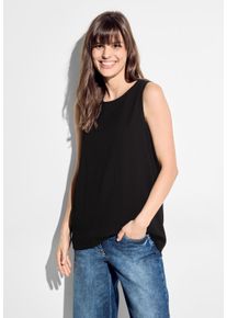 Cecil Damen Blusentop, schwarz, casual, Gr. M, unifarben, Stoff, 55% Polyester, 44% Viskose, 1% Elasthan, Blusen, aus softem Materialmix