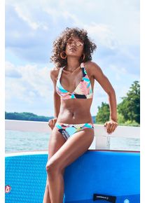 active by Lascana LASCANA ACTIVE Damen Triangel-Bikini-Top "Layne", bunt, Gr. 42, bedruckt, kontrastfarbene Details, Recycling-Polyamid, Bikini-Oberteile, mit Racerback