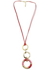 Damen Lange Kette "Esmeralda", rot, Basic, Collezione Alessandro, Metall, Halsketten, mit drei verschiedenen Anhängern in Ringform