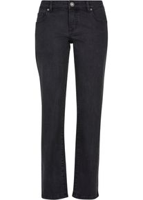 Urban Classics Damen Bequeme Jeans "Urban Classics Damen Ladies Low Waist Straight Denim Pants", schwarz, casual, Gr. 26, unifarben, 98% Baumwolle,