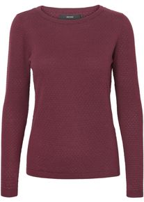 Véro Moda VERO MODA Damen Rundhalspullover "VMCARE STRUCTURE LS O-NECK BLOUSE", rot, feminin, Gr. XS, Strick, Obermaterial: 100% Baumwolle, Pullover, aus