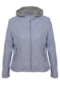Maze Damen Lederjacke "42023103", blau, Gr. 48, Obermaterial: 100% Lammleder / Innenfutter: 100% Polyester/ Ärmelfutter: 100% Polyester / Kapuze: