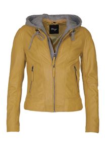 Maze Damen Lederjacke "42021133", gelb, Gr. L, Obermaterial: 100% Lammleder / Innenfutter: 100% Polyester / Kapuze: 55% Baumwolle, 45% Polyester,