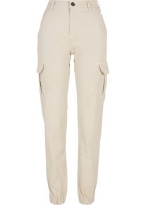 Urban Classics Damen Cargohose "Urban Classics Damen Ladies High Waist Cargo Pants", beige, Gr. 28, unifarben, 98% Baumwolle, 2% Elasthan, Hosen