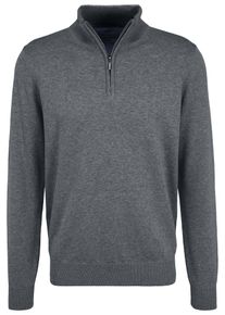 Fynch-Hatton Herren Troyer, grau, casual, Gr. XXL, unifarben, Strick, Obermaterial: 100% Baumwolle, Pullover, mit Logostickerei