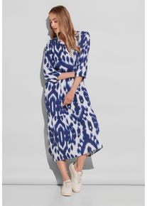 Street One Damen Maxikleid, blau, casual, Gr. 36, gemustert, Stoff, 100% Leinen, Kleider, aus Leinen