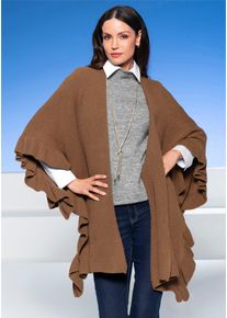 Heine Damen Poncho, braun, Gr. 3, unifarben, 50% Viskose, 28% Polyester, 22% Polyamid, Jacken