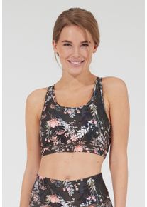 ENDURANCE ATHLECIA ATHLECIA Damen Sport-BH "Zuri Printed", Gr. L, gold, 81% Polyester, 19% Elasthan, geblümt, mehrfarbig, bedruckt, sportlich, BHs, mit trendigem