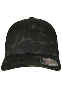 Flexfit Damen Flex Cap "Flexfit Unisex Multicam Trucker Mesh Cap", schwarz, casual, Gr. S, 98% Baumwolle, 2% Elasthan, Caps