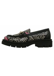 DOGO Damen Loafer "Damen Cindy Abstract Outline Vegan Damen Slipper/ Halbschuhe /", Gr. 36, schwarz, Lederimitat, Schuhe, Vegan
